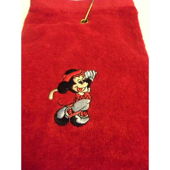 Mickey Mouse Red Golf Towel Disney Royal Family Cannon Hook 25.5 X 16  USA - Picture 1 of 4